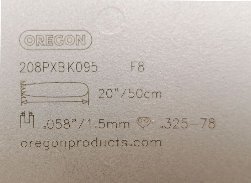 Oznaczenia na prowadnicy Oregon 208pxbk095